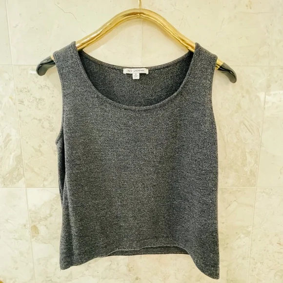ST JOHN {M} Top Jersey Knit Tank Grey Gray - Picture 2 of 5